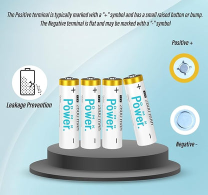 DMK POWER Rechargeable AA Batteries,2800mAh High Capacity Batteries 1.2V NiMH Low Self Discharge (4pcs)