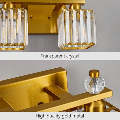 FDPBY Gold Bathroom Vanity Lights Crystal Vanity Light Bathroom Lighting Fixtures 2 Light Modern Vanity Lighting Fixtures