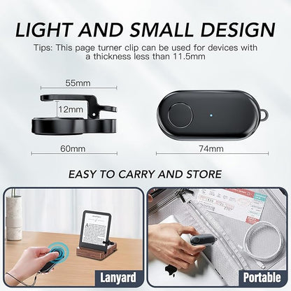 Remote Control Page Turner for Kindle Paperwhite Oasis Kobo eReaders,Kindle Clicker Page Turner Accessories for iPhone,iPad, Android Tablets Reading Novels,Camera Video Record&Shutter Selfie (Black)