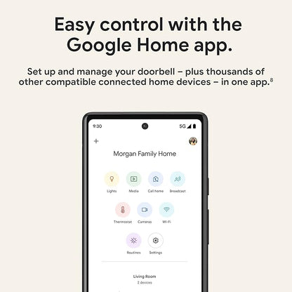 Google Nest Doorbell (Wired, 2nd Gen) - Wired Video Doorbell Camera - Doorbell Security Camera - Snow