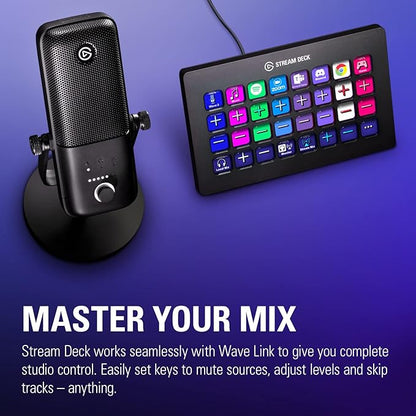 Elgato Wave:3 - Premium Studio Quality USB Condenser Microphone for Streaming, Podcast, Gaming and Home Office, Free Mixer Software, Sound Effect Plugins, Anti-Distortion, Plug ’n Play, for Mac, PC