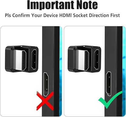 AGVEE 3 Pack (Short Side Inward) 180 Degree Angled HDMI Male to HDMI Female Adapter, U-Shaped 8K@60HZ Converter Coupler Connector Extender for Portable Display Monitor Accessories, Black