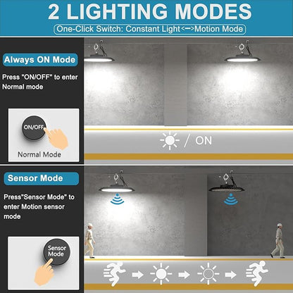 Lightdot Smart 200W LED High Bay Light for Warehouse 5000K 30000LM UFO LED Lights with Control(Supports Normal Mode & Motion Mode), ETL Listed AC100-277V 6Yrs Warranty -6Pack