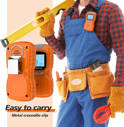 XLA Alert Clip Single Gas H2S Monitor, H2S Monitor Digital H2S Monitor, Clip-on 0~100ppm H2S Gas Detector with Voice, Vibration, Red Indicator Alarms,for Various Working environments