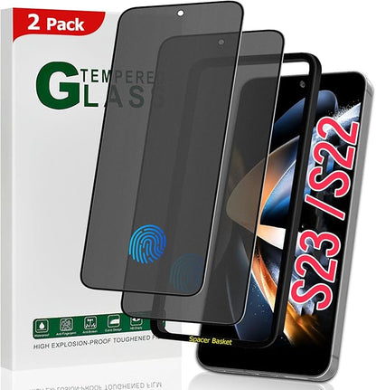 2 Pack Galaxy S22/S23 Matte Anti spy Privacy Screen Protector, 9H Tempered Glass,Anti-Glare Anti-Scratch, Smooth and Responsive Absolute, No Bubbles, High Definition Clear, With Installation Frame