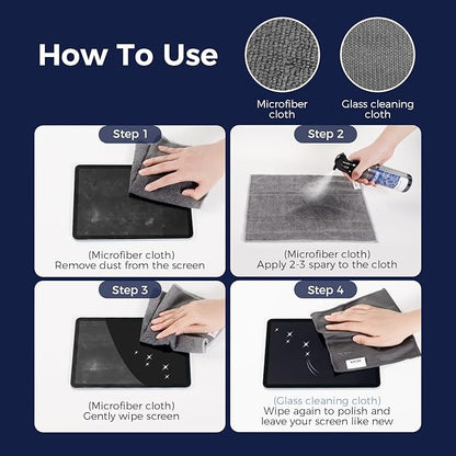 WELKIN Screen Cleaner Spray Kit (250ml + 250ml) - Cleaning Mist and Gel for TV, Laptop, Computer, Phone Touchscreen - 2 Sprayers, 1 Microfiber Cloth & 1 Glass Wipe Included