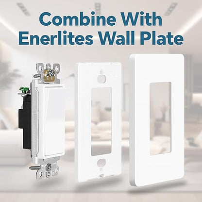 ThunderWay Matte White Single Pole Decorator Light Switch with Screwless Wall Plate, 15 A 120/277 V, ON/Off Rocker Paddle Interrupter, Self-Grounding, Residential Grade, UL Listed (10 Pack)