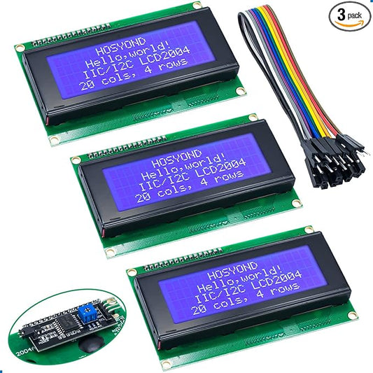 Hosyond 3pcs IIC I2C 2004 LCD Module 20x04 LCD Screen Module Display for Arduino Raspberry Pi