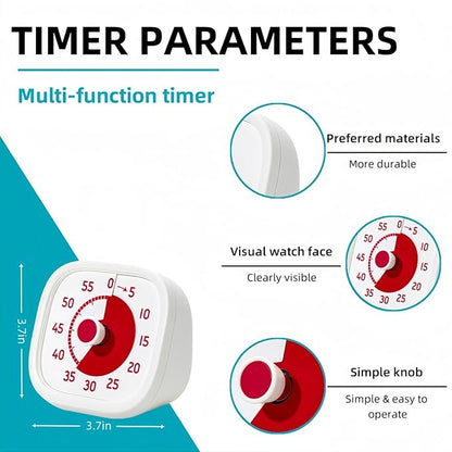 Visual Timer for Kids - 60 Minute Visual Kids Timer for Classroom Home Office, Countdown Timer for Cooking Teaching Working Meeting (White)