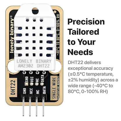 Lonely Binary 6pcs DHT22 DHT11 Gold Edition Digital Temperature Humidity Sensor Set AM2302 Weather Station Monitor for Arduino ESP32 S3 Raspberry Pi Project