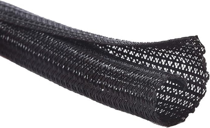 Alex Tech 25ft - 3/8 inch Cord Protector Wire Loom Tubing Cable Sleeve Split Sleeving For USB Cable Power Cord Audio Video Cable – Protect Cat From Chewing Cords - Black