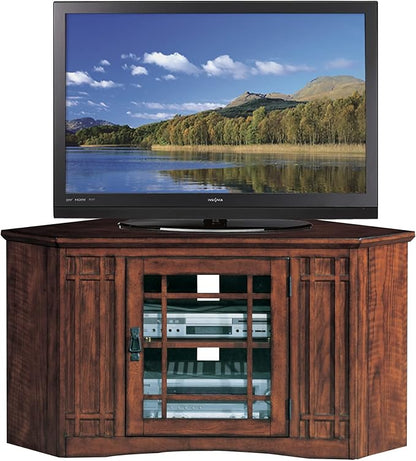 Leick Home 82285 Mission Corner TV Stand Made from Solid Wood, One Door and Adjustable Shelf, for 50" TVs, Mission Oak