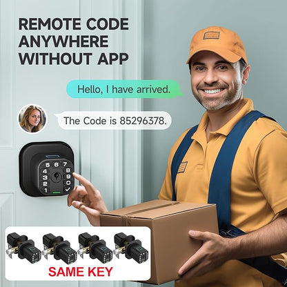 Richelock Fingerprint Door knob, Smart Biometric Door Lock with Keypad, Keyless Entry Code Door Knob, Waterproof & Weatherproof, Auto Lock,Voice Navigation, for Bedroom, Gate,Office