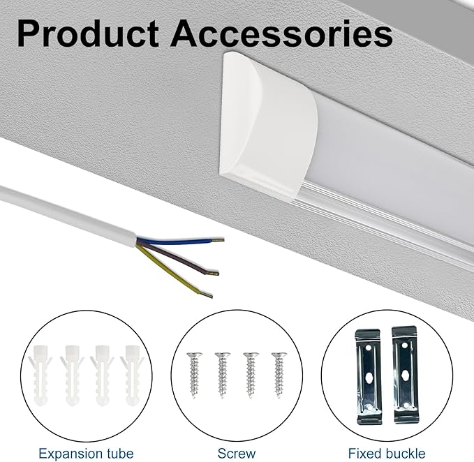 colmeguna 1 Packs 4FT LED Batten Light, Ultra-Thin Ceiling Surface Mounted Light, 40W, 4000K, IP20, LED Ceiling Lamp for Garage, Shop, Hallway, Office, Market, ver.2