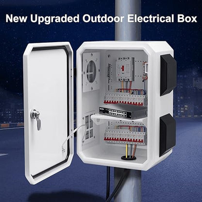 Outdoor Electrical Box, Cold-Rolled Steel Plate, Aluminum Alloy Back Beam, One-Piece Ventilation Design, IP65 Waterproof, Wall/Pole Mounted (15.7" x 11.8" x 7.9")