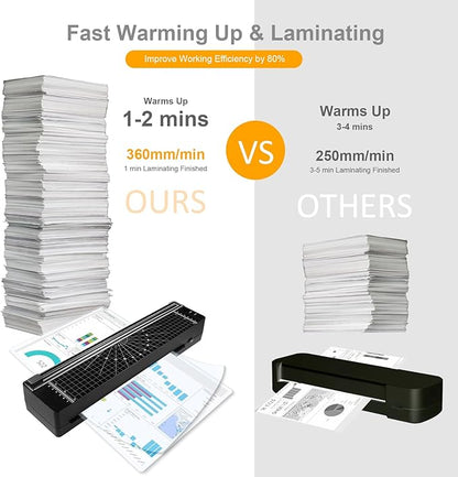 Laminator Machine 9-inch Includes 10pcs ，Laminating Sheets with Corner Rounder，Quick Warm-up， Ideal for Teachers Home Office Portable Lamination Machine