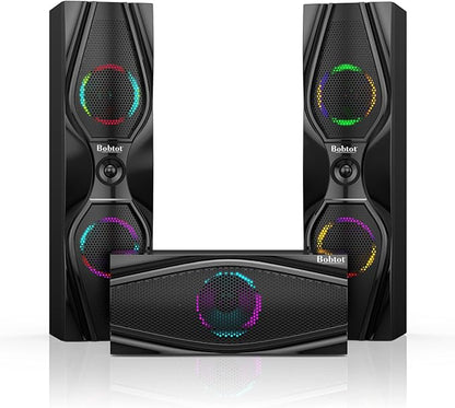 Bobtot Home Theater Systems Surround Sound Speakers - 1200 Watts 10 inch Subwoofer 5.1/2.1 Channel Audio Stereo System with ARC Optical Bluetooth Input for 4K TV Ultra HD AV DVD FM Radio USB