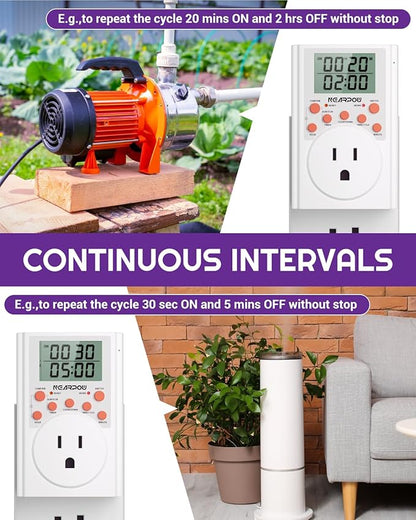 Timer Outlet, Nearpow Multifunctional Infinite Cycle Programmable Plug-in Digital Timer Switch with 3-Prong Outlet for Appliances, Energy-Saving Timer, 15A/1800W