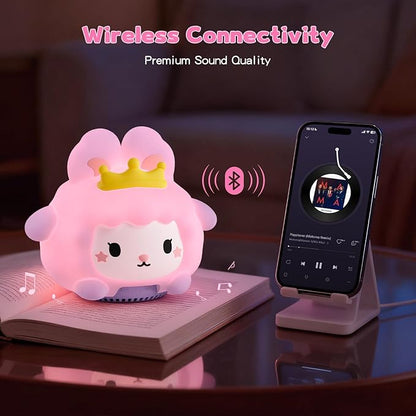 Baby Sound Machine, 20 Soothing Sounds White Nosie for Sleeping, Rechargeable Night Light with Speaker, 3 Brightness Levels Remote and Tap Control, Nursey Lamp for Baby, Kids Bed Room (Bunny)