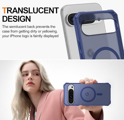 Magnetic for Google Pixel 9 Pro XL Case, [Military Grade Drop Protection] [Compatible with MagSafe] Shockproof Slim Translucent Matte Anti-Slip for Women Girls Men Case, Matte Blue