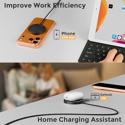 25W Magnetic Wireless Charging Pad: Qi2.2 Qi2 MagSafe Fast Charger for Google Pixel 10 iPhone 17 16 Pro Max 16e 15 14 13 12 AirPods & Samsung Galaxy Series Gift Ideal for Desk & Travel (Black, 1Pack)
