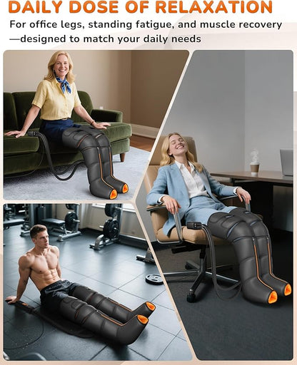 JZBRAIN Leg Massager with Heat and Compression : Foot and Calf Massager for Circulation and Pain Relief, Sequential Compression Boots with 6 Modes, 9 Intensity, 3 Heat - Gifts for Mom, Dad, Him, Her