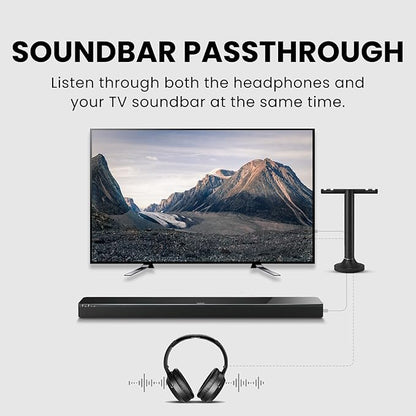 Avantree Duet - Dual Wireless Headphones for TV Watching, Clear Voice & Loud Volume for Seniors and The Hard of Hearing, Easy Plug & Play Setup, with 2.4GHz RF Transmitter & Charging Dock
