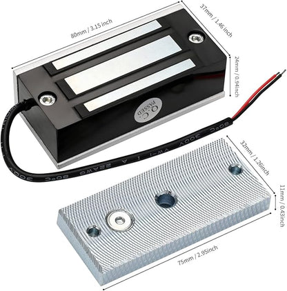 Electric Magnetic Lock 60KG 130LBS Holding Force Electromagnet Lock 12V Fail Safe NC Mode Single Door for Access Control System/Metal Door/Fire Proof Door/Wooden Door/Glass Door etc. (60KG/130LBS)