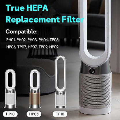 Leemone True HEPA+Carbon Filter 2-Pack Replacement for Dyson PH01 PH02 PH03 HP06 TP06 HP07 TP07 HP09 TP09 HP10 TP10 360° Combi Glass Purifying Fans, Compatible with Dyson Pure Cool Hot Air Puri-fier
