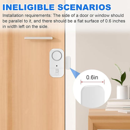 ANKOSHUN Door Window Alarm Sensors - Door Alarms for Kids Safety, Door Alarms for Home Security, for Home, Office, Store, Garage, Dorm Room, Apartment, RV, White, 6 Pack