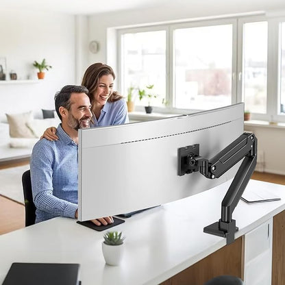 PUTORSEN 17-49 Inch Ultrawide Monitor Arm, up to 20KG, Heavy Duty Monitor Arm, Premium Aluminium Monitor Mount for Flat/Curved Monitor with VESA 75 * 75/100 * 100 mm, Gas Spring Monitor Desk Mount