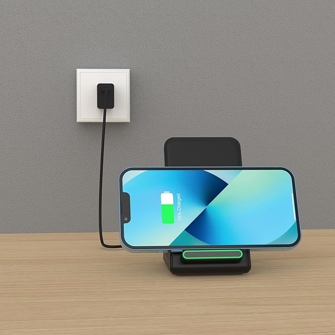 Fast Wireless Charger, 15W Wireless Charging Stand Compatible with Samsung Galaxy S24/S23/S22/S21/S20, for iPhone 16/15/14/13/12/11/XR/8, for Google Pixel 9 8 7,and More.