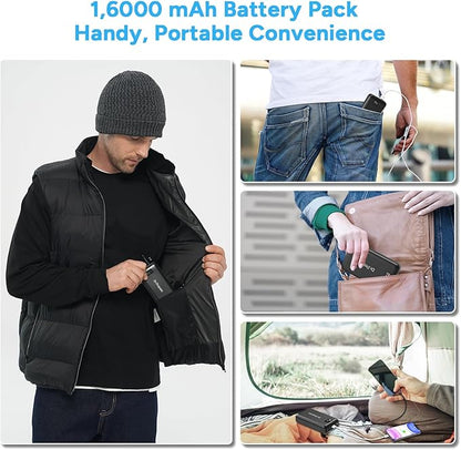 DR.PREPARE 16000mAh Battery Pack with 7.4V DC (3.8mm) & 5V USB Output for Heated Vest, Faster-Charging Power Bank with Type C in/Output, Portable Compact Battery for Eye Mask, iPhone, iPad