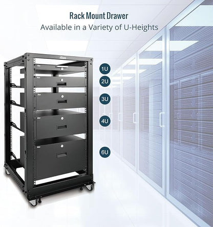 Tecmojo 2U Rack Drawer,Rack Mount Drawer for 19in Network Equipment/Server/AV Rack or Cabinet Enclosure,Sliding and Lockable Server Rack Drawer - Load-Bearing 44lb (20kg),with Cable Management Holes