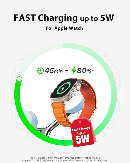 3-in-1 Wireless Charging Station for Apple Devices - Fast Charging Station for iPhone and Watch, Stable Charger Stand for iPhone 12-15 & iPhone 16 & iWatch & AirPods