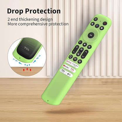 Hi Color Silicone Cover for TCL RC813 FMB1/RC923/RC902V Remote Protective Case Sleeve for TCL Smart TV Remote RC813 FMB1 Case Cover (Glow Green)