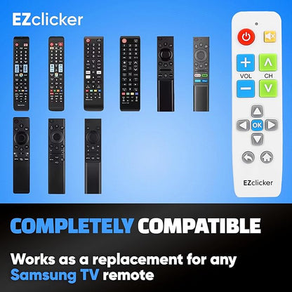 Samsung Replacement TV Remote Compatible with Samsung TV's ONLY (White) Big Button TV Remote Control, Simplified and Easy to Use (2xAAA Batteries not Included)