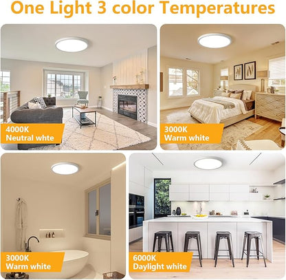 RLEDPZTX Led Flush Mount Ceiling Light,9 Inch 18w 1860lm,3000k/4000k/6000k 3CCT Selectable, Round Modern Flat Panel Super Slim Led Ceiling Light,for Living Dining Kitchen Bedroom Room (4Pack-White)