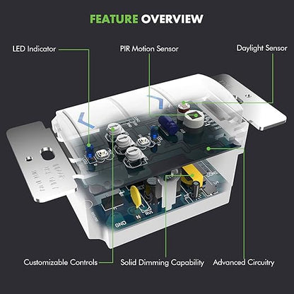 TOPGREENER Occupancy Vacancy PIR Motion Sensor with 0-10V Dimmer Light Switch, 800W Electronic Ballast or LED Driver, Single Pole Low-Voltage Dimmer, TDODS5-010, White