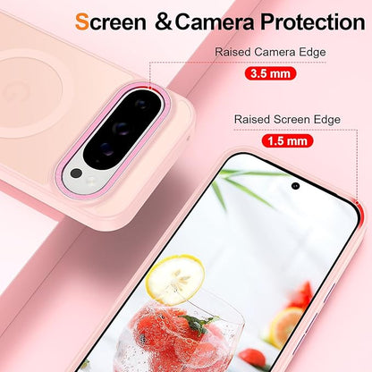 Magnetic for Google Pixel 9 Pro XL Case, [Military Grade Drop Protection] [Compatible with MagSafe] Shockproof Slim Translucent Matte Anti-Slip for Women Girls Men Case, Pink