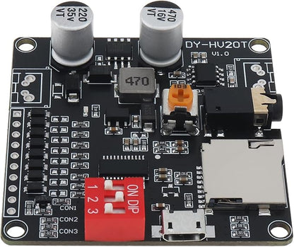 DiGiYes 20W Voice Playback Module DC 6-35V 24-bit DAC Output Support TF Card 32GB for Broadcast Device DIY, Support USB Downloadable Music Player Board