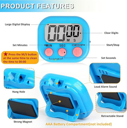 ZILLEEN Classroom Timer for Kids Teachers 2 Pack Digital Timers, Blue & Yellow