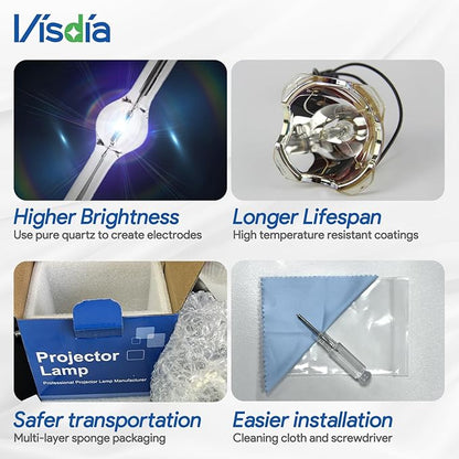 Visdia ELP LP60/V13H010L60 Replacement Projector Lamp with Housing for EB-93 EB-93e EB-95 EB-96W EB-905