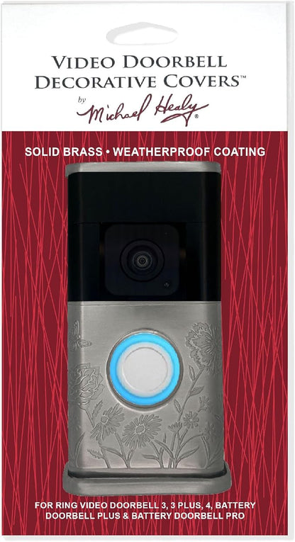 Garden Video Doorbell Cover (Compatible with Ring 3, 3 Plus, 4, Battery Plus, and Battery Pro) (Nickel Silver)