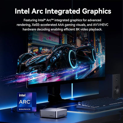 GEEKOM GT1 Mega AI Mini PC, with Intel 14th Gen Core Ultra 9 185H | 32GB DDR5 1TB NVMe SSD | Intel Arc Graphics | Dual 2.5G LAN & WiFi 7 | 8K Quad Display | Windows 11 Pro | 3-Year Warranty | SD Solt