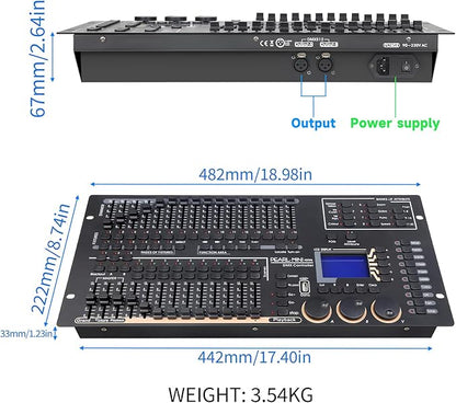 Professional DMX512 Stage Lighting Controller, Mini Pearl Stage Light Console,1024 Channels, 96 Fixtures, 60 Scenes, USB R20 Compatible