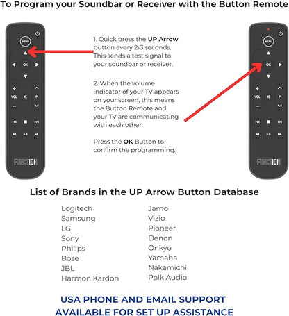 Function101 F101-ATVRM-BT Bluetooth Replacement Button Remote for Apple TV | BLE and Infrared Connectivity | 2 AAA Batteries Included