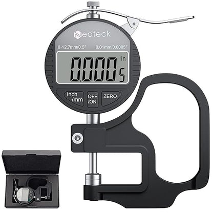 Neoteck Digital Thickness Gauge (Silver-Black, 0-0.5"/0.0005")
