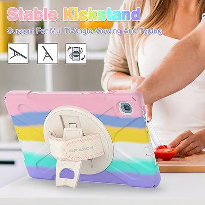 BRAECN for Galaxy Tab S6 Lite Case for Kids,Heavy Duty Rugged Shockproof Case with Hand Strap, Shoulder Strap, Stand, S Pen Holder for Samsung Galaxy Tab S6 Lite 10.4” Tablet SM-P610/P613 -Rainbow