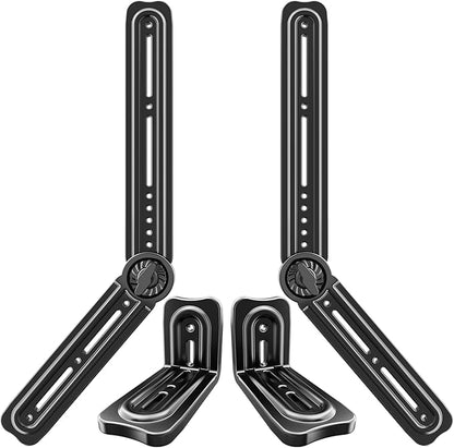 HCMOUNTING Soundbar Mount Bracket, Sound Bar Mounts Under TV or Above TV Fits Most Sound Bars Up to 20 Lbs, Soundbar TV Mount with 180° Adjustable Extension Plates and L-Shaped Hooks